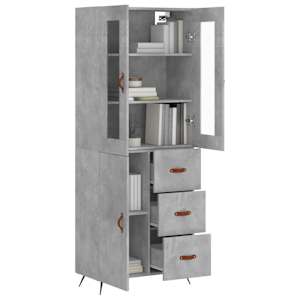 Skříň highboard betonově šedá 69,5x34x180 cm kompozitní dřevo - obrázek 3
