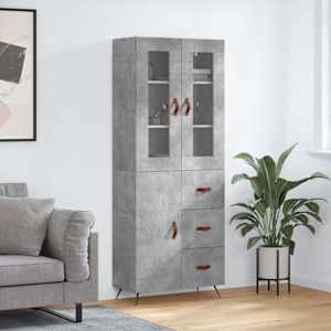Skříň highboard betonově šedá 69,5x34x180 cm kompozitní dřevo