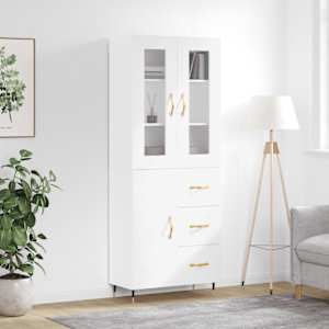 Skříň highboard bílá 69,5 x 34 x 180 cm kompozitní dřevo - obrázek 1