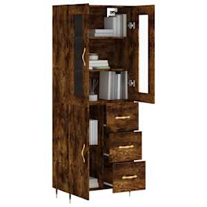 Skříň highboard kouřový dub 69,5 x 34 x 180 cm kompozitní dřevo - obrázek 3