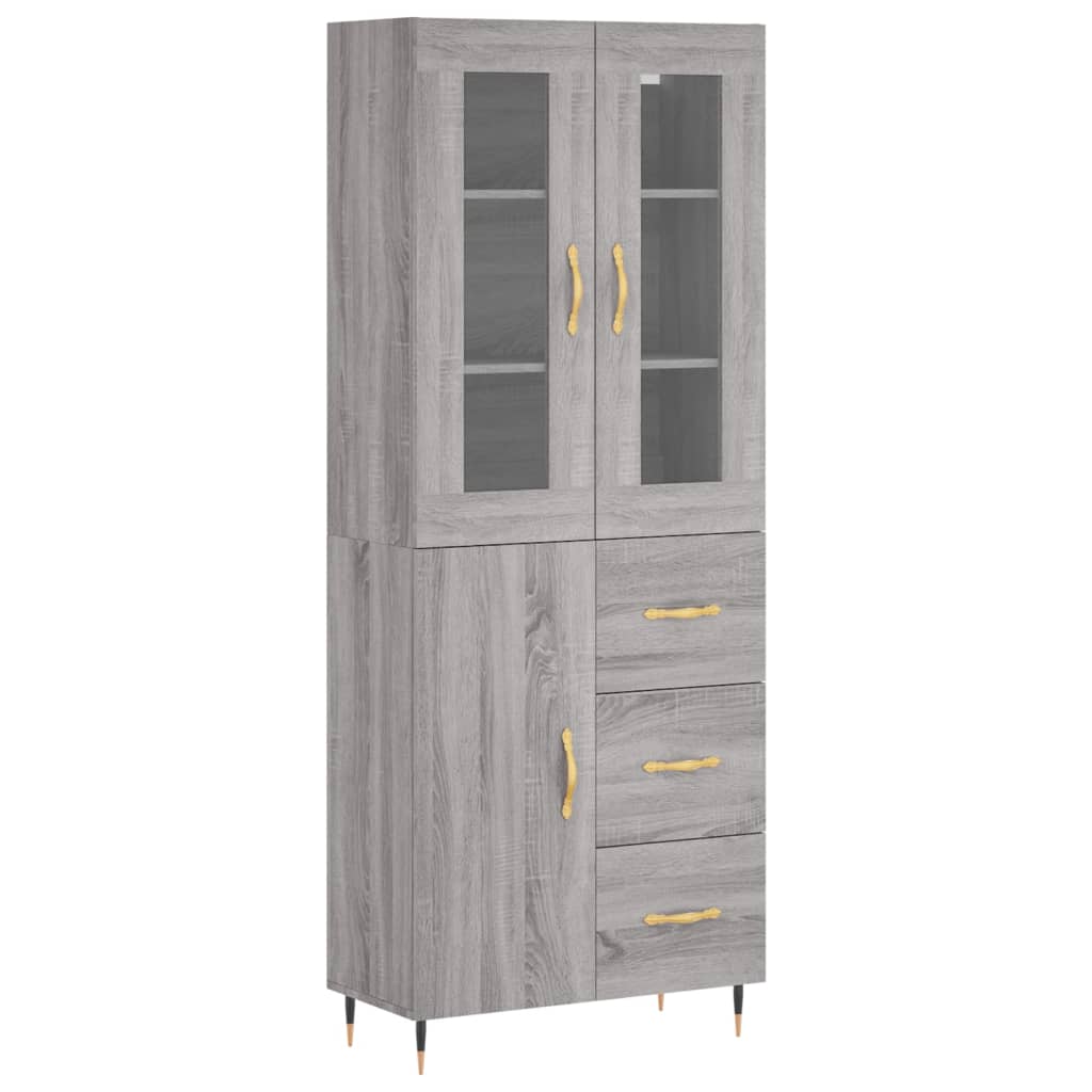 vidaXL Skříň highboard šedá sonoma 69,5 x 34 x 180 cm kompozitní dřevo