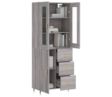 vidaXL Highboard Grau Sonoma 69,5x34x180 cm Holzwerkstoff