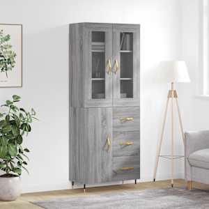 Skříň highboard šedá sonoma 69,5 x 34 x 180 cm kompozitní dřevo - obrázek 1