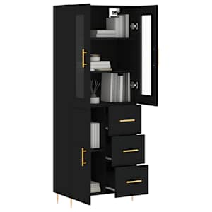 vidaXL Ντουλάπι Μαύρο 69,5x34x180 εκ. από Επεξεργασμένο Ξύλο