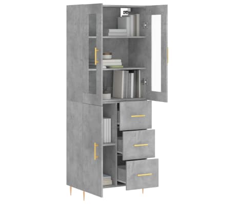 vidaXL Highboard Betongrau 69,5x34x180 cm Holzwerkstoff