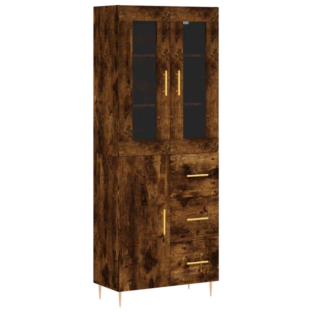 vidaXL Hoge kast 69,5x34x180 cm bewerkt hout gerookt eikenkleurig