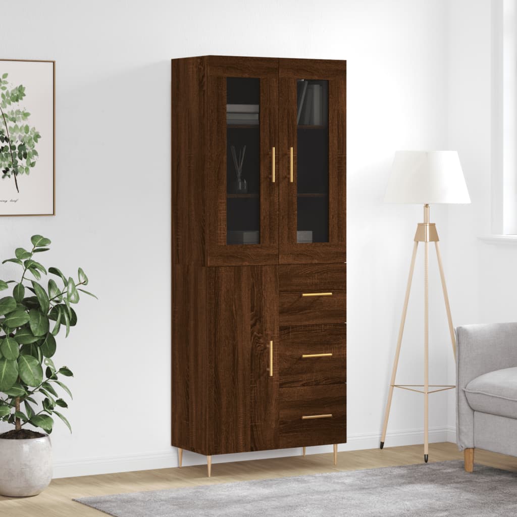 Skříň highboard hnědý dub 69,5 x 34 x 180 cm kompozitní dřevo