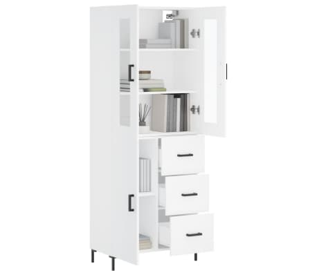 vidaXL Buffet haut Blanc 69,5x34x180 cm Bois d'ing&eacute;nierie