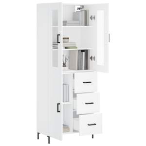 vidaXL Buffet haut Blanc 69,5x34x180 cm Bois d'ing&eacute;nierie