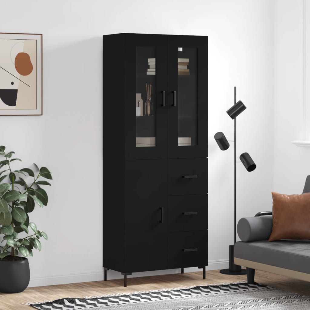 Skříň highboard černá 69,5 x 34 x 180 cm kompozitní dřevo