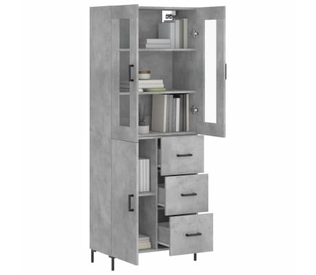 vidaXL Komoda, betono pilkos spalvos, 69,5x34x180cm, apdirbta mediena