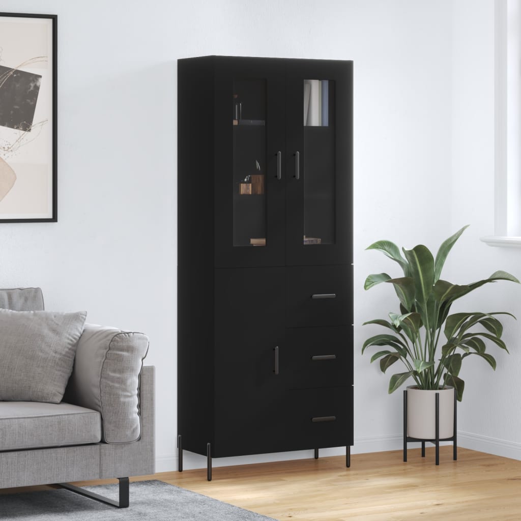 Skříň highboard černá 69,5 x 34 x 180 cm kompozitní dřevo