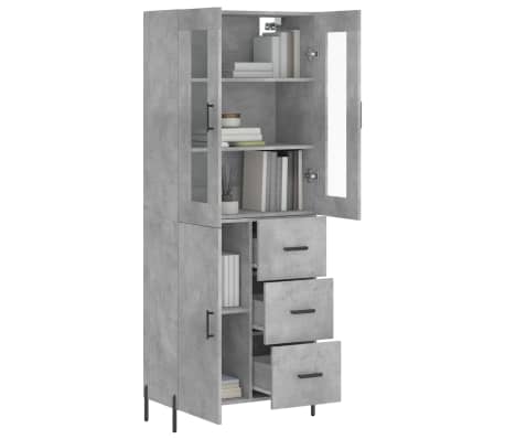 vidaXL Hoge kast 69,5x34x180 cm bewerkt hout betongrijs