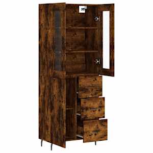 Skříň highboard kouřový dub 69,5 x 34 x 180 cm kompozitní dřevo - obrázek 4
