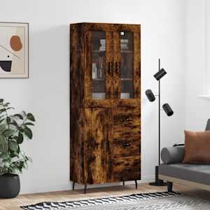 Skříň highboard kouřový dub 69,5 x 34 x 180 cm kompozitní dřevo - obrázek 1