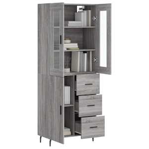 Skříň highboard šedá sonoma 69,5 x 34 x 180 cm kompozitní dřevo - obrázek 3