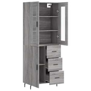 Skříň highboard šedá sonoma 69,5 x 34 x 180 cm kompozitní dřevo - obrázek 4