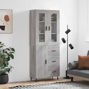 Skříň highboard šedá sonoma 69,5 x 34 x 180 cm kompozitní dřevo - obrázek 1