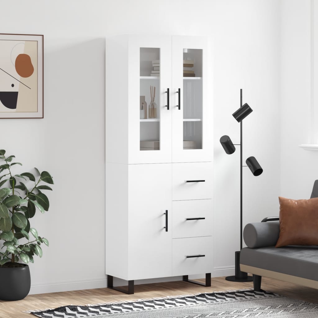 Skříň highboard lesklá bílá 69,5 x 34 x 180 cm kompozitní dřevo