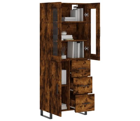 vidaXL Dulap &icirc;nalt, stejar fumuriu, 69,5x34x180, lemn compozit