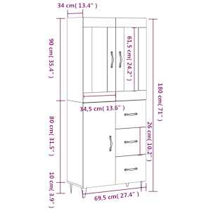 Skříň highboard betonově šedá 69,5x34x180 cm kompozitní dřevo - obrázek 14