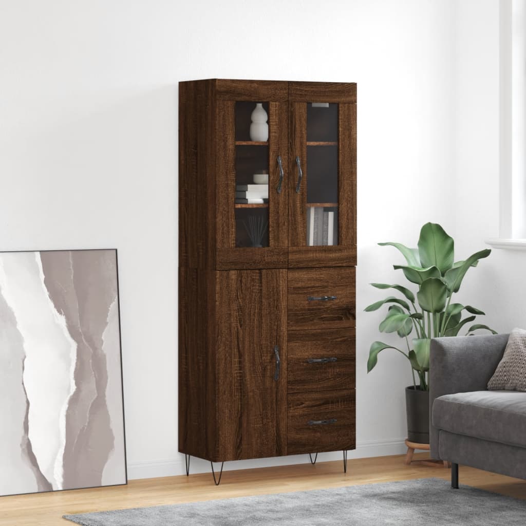 Skříň highboard hnědý dub 69,5 x 34 x 180 cm kompozitní dřevo