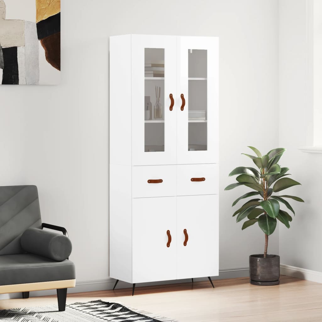 Skříň highboard lesklá bílá 69,5 x 34 x 180 cm kompozitní dřevo