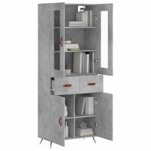 Skříň highboard betonově šedá 69,5x34x180 cm kompozitní dřevo - obrázek 3