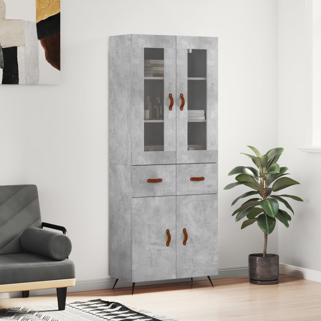 Skříň highboard betonově šedá 69,5x34x180 cm kompozitní dřevo