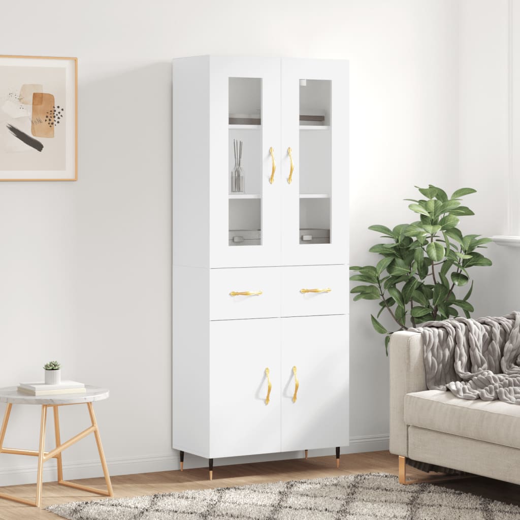 Skříň highboard bílá 69,5 x 34 x 180 cm kompozitní dřevo