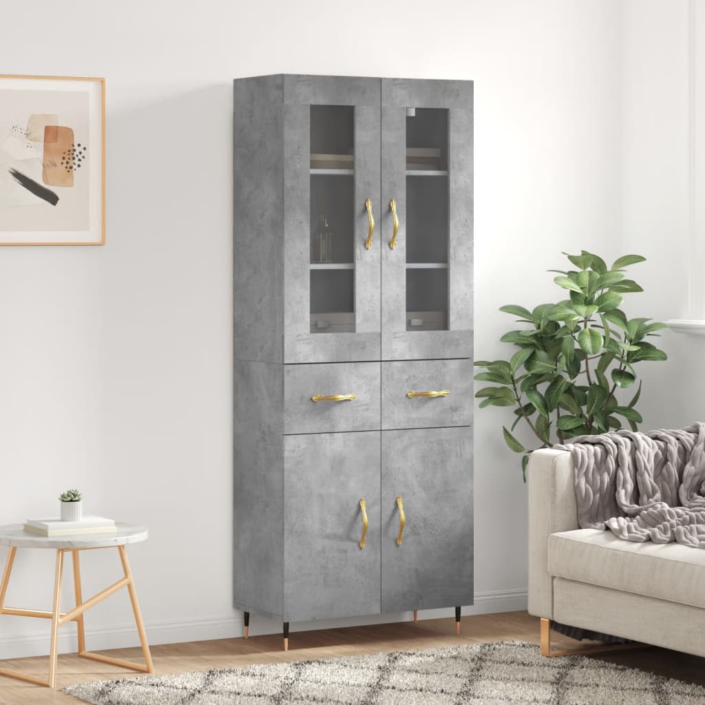 Skříň highboard betonově šedá 69,5x34x180 cm kompozitní dřevo