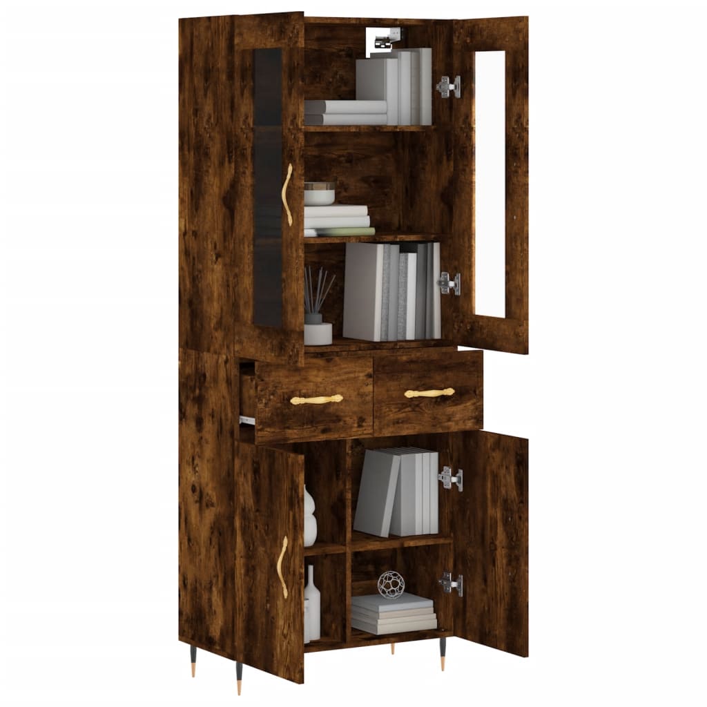 vidaXL Skříň highboard kouřový dub 69,5 x 34 x 180 cm kompozitní dřevo