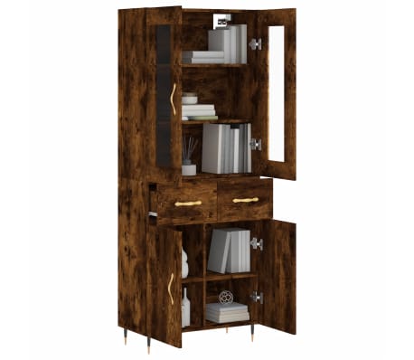 vidaXL Skříň highboard kouřový dub 69,5 x 34 x 180 cm kompozitní dřevo