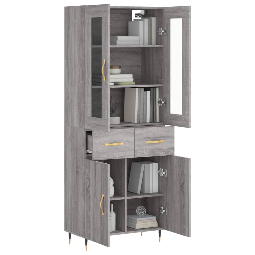 vidaXL Highboard Grau Sonoma 69,5x34x180 cm Holzwerkstoff