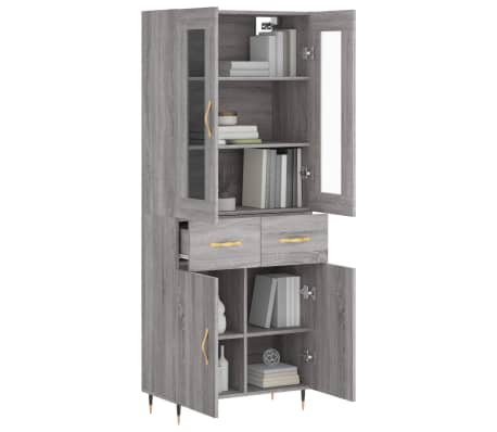 vidaXL Highboard Grau Sonoma 69,5x34x180 cm Holzwerkstoff