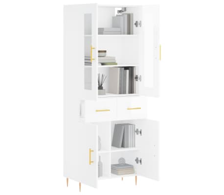 vidaXL Highboard High Gloss White 69.5x34x180 cm Engineered Wood