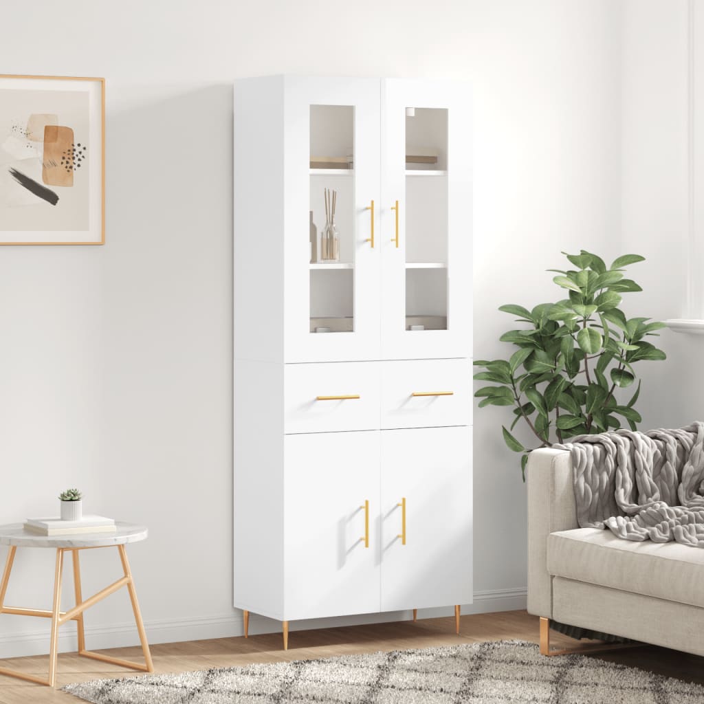 Skříň highboard lesklá bílá 69,5 x 34 x 180 cm kompozitní dřevo