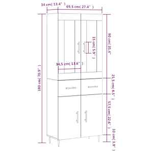 Skříň highboard dub sonoma 69,5 x 34 x 180 cm kompozitní dřevo - obrázek 14