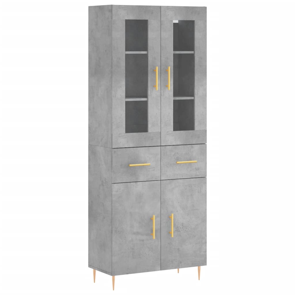 vidaXL Skříň highboard betonově šedá 69,5x34x180 cm kompozitní dřevo