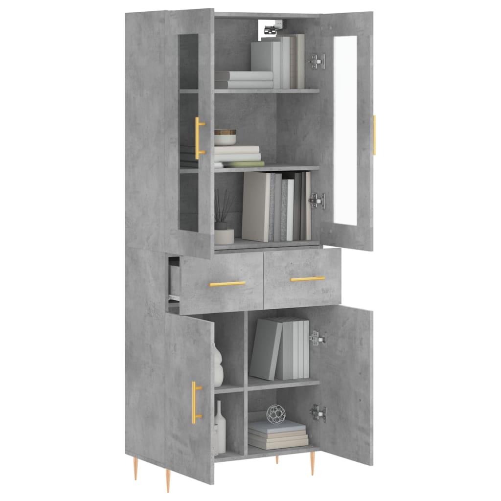 Thumbnail - vidaXL Highboard Betongrau 69,5x34x180 cm Holzwerkstoff