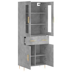 Skříň highboard betonově šedá 69,5x34x180 cm kompozitní dřevo - obrázek 4
