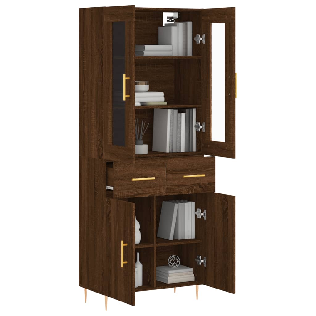 vidaXL Skříň highboard hnědý dub 69,5 x 34 x 180 cm kompozitní dřevo