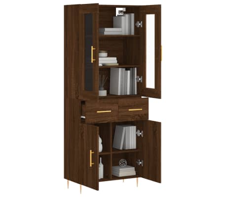 vidaXL Highboard Brown Oak 69.5x34x180 cm Engineered Wood