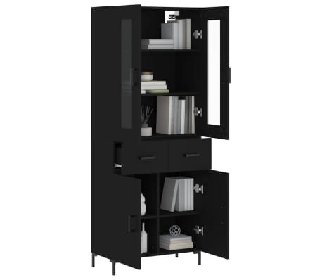 vidaXL Highboard Schwarz 69,5x34x180 cm Holzwerkstoff