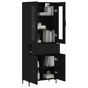 vidaXL Highboard Schwarz 69,5x34x180 cm Holzwerkstoff