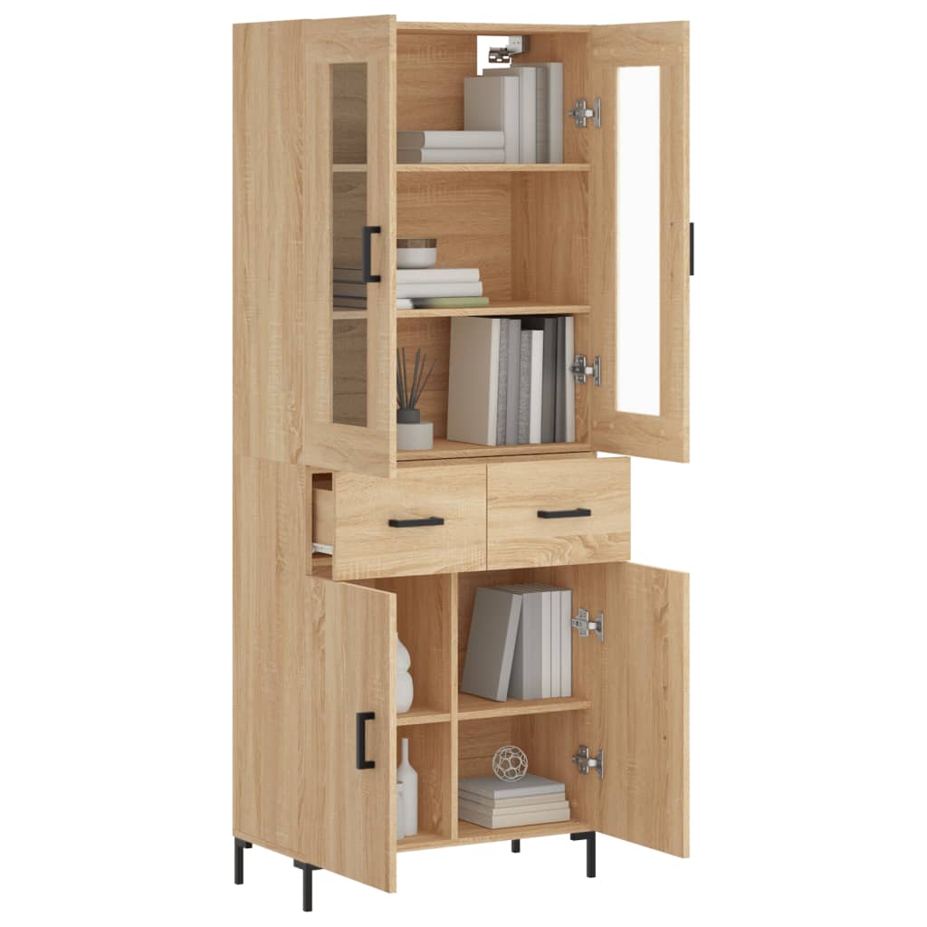 vidaXL Hoge kast 69,5x34x180 cm bewerkt hout sonoma eikenkleurig