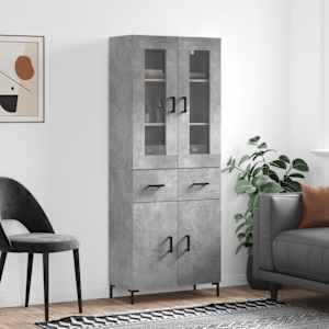 Skříň highboard betonově šedá 69,5x34x180 cm kompozitní dřevo - obrázek 1