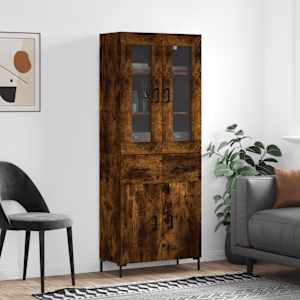 Skříň highboard kouřový dub 69,5 x 34 x 180 cm kompozitní dřevo - obrázek 1