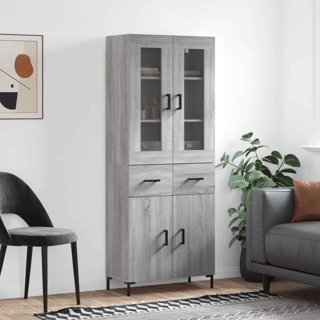 vidaXL Dulap înalt, gri sonoma, 69,5x34x180 cm, lemn compozit