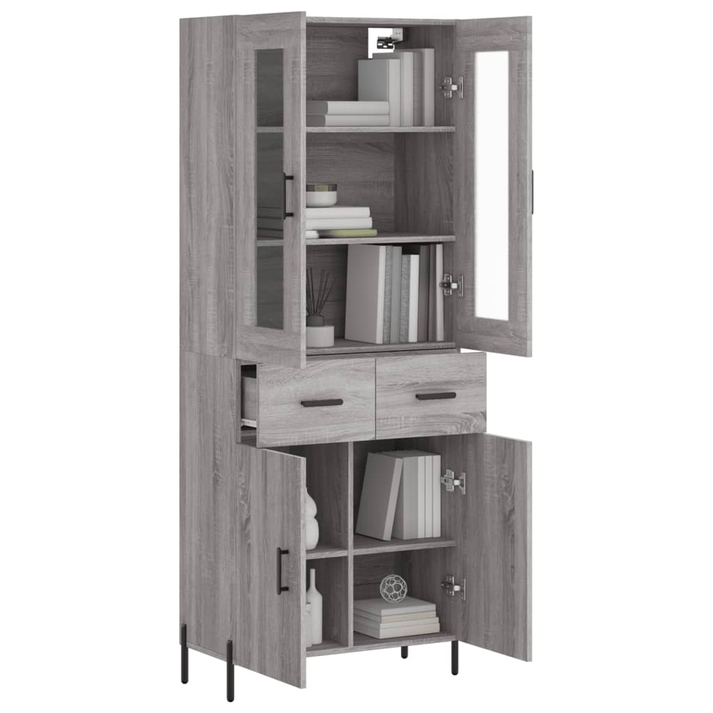 vidaXL Highboard Grey Sonoma 69.5x34x180 cm Engineered Wood